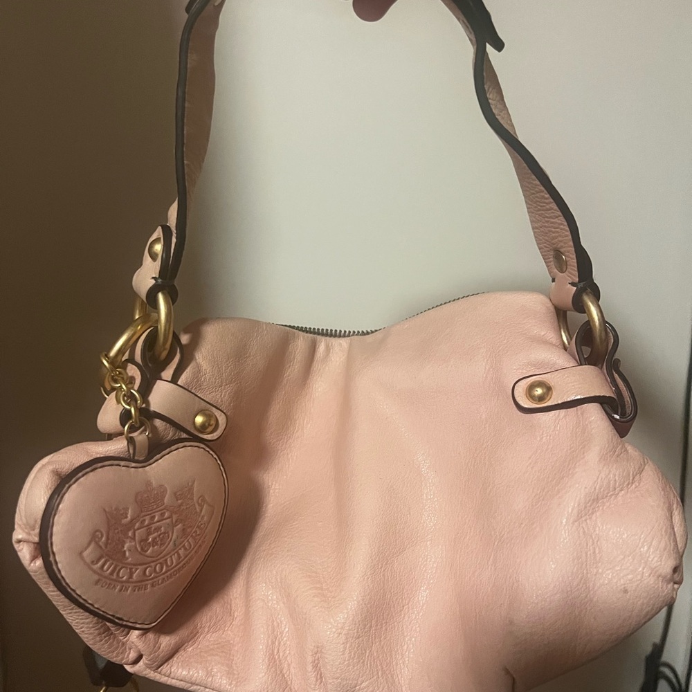 Juicy Couture Pink Shoulder Bag with Heart Charm RARE